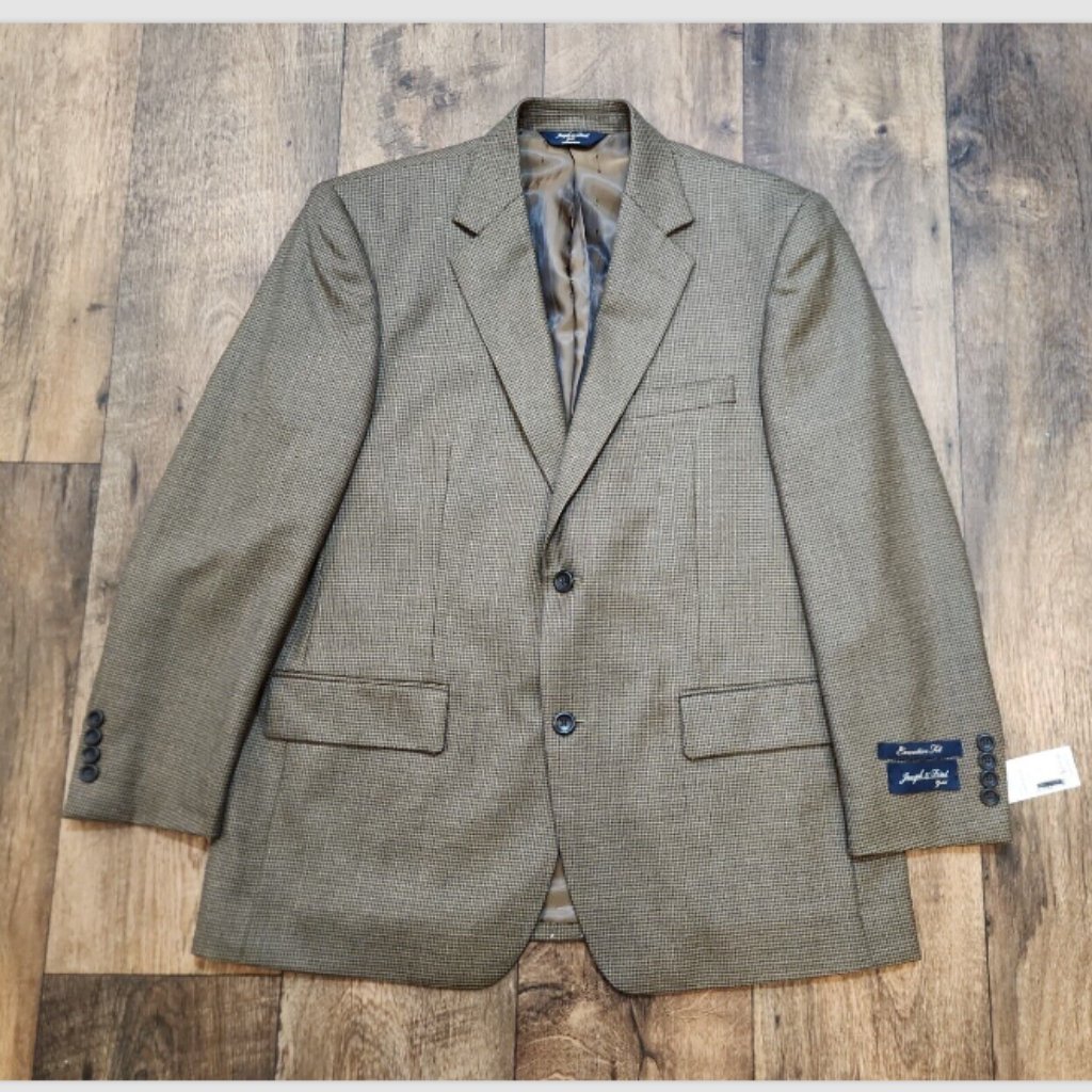 Joseph  Feiss Gold Executive Fit Wool Houndstooth Blazer Jacket
